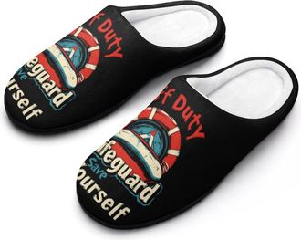 Generic Lifeguard Save Yourself Slippers Men Winter Warm Cotton Anti-Slip Indoor Slip-Ons House Shoes