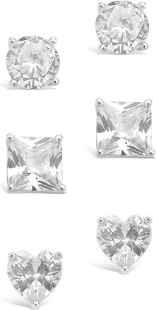 Sterling Forever Sterling Silver Statement CZ Stud Set of 3