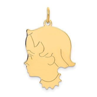 Diamond2Deal 14k Yellow Gold.013 Depth Engravable Girl Head Charm Pendant