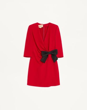Valentino Cady Couture Short Dress With Faille Bow Wo