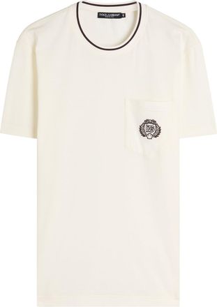 Dolce & Gabbana Logo-embroidered Cotton T-shirt - White - 52 (IT52 / XL)