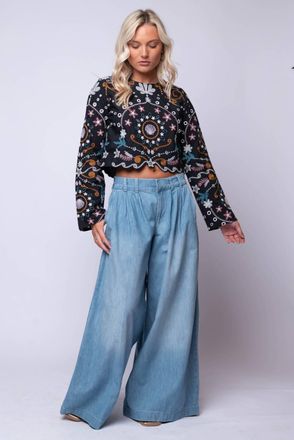 Cleobella Leela Embroidered Top In Black Multi