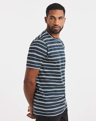 Jacamo Cotton Stripe Crew Neck T-Shirt Long