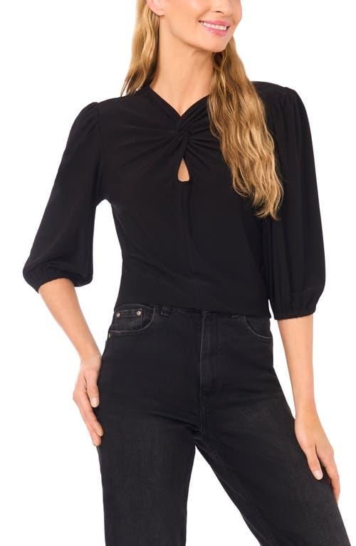 CeCe by Cynthia Steffe Twist Front Top in Rich Black at Nordstrom