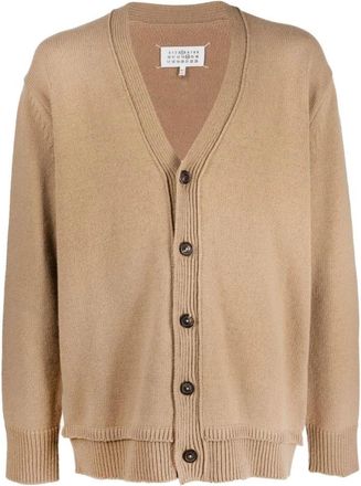 Maison Margiela Beige Wollen Linnen Katoenen Cardigan - Heren - Vesten - Beige - XS - Katoen - Truien & Vesten