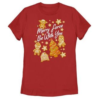 Star Wars Womens Star Wars Christmas Gingerbread Cookies Merry Force Be With You Graphic T-Shirt in Red at Nordstrom, Size Xx-Large