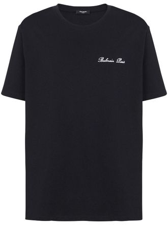 Tシャツ・カットソー BALMAIN Men T-shirt Black EH1EG010BC86 EAP Balmain logo-print Cotton T-shirt | Black | FARFETCH