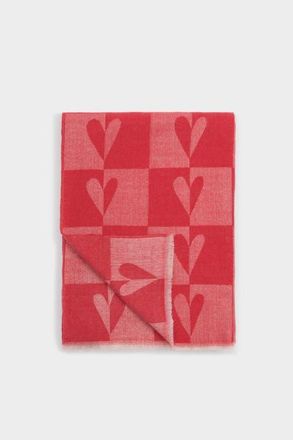 Katie Loxton Heart Printed Blanket Scarf in Red at Nordstrom
