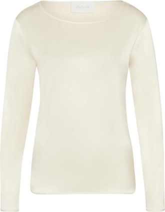 Juvia Ronde Hals Room T-shirt - Dames - Longsleeves - Beige - L - Tops