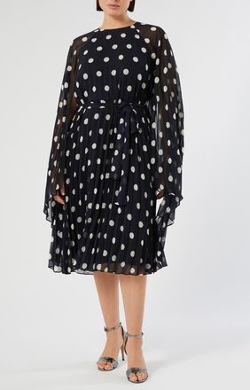 Marina Rinaldi Long Sleeve Georgette Midi Dress in Ultramarine at Nordstrom, Size 22W