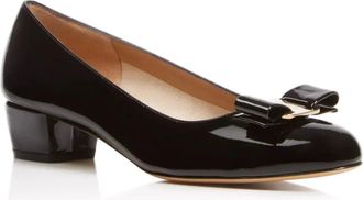 Ferragamo Ferragamo Vara Pumps Black Leather Bow Detail Block Heel ZAP1036