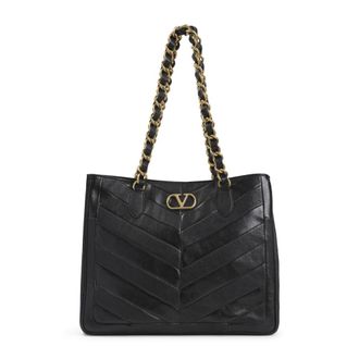 Valentino Garavani Black Laseine Tote