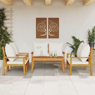 vidaXL Juego De Muebles Jard&iacute;n 5 Pzas Con Cojines Madera Maciza Acacia Vidaxl