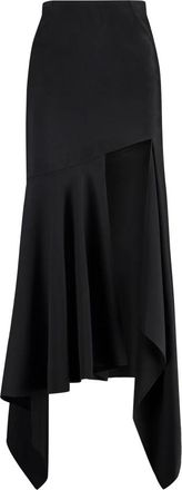 MUGLER Asymmetrische Midi-rok met Cutout - Dames - Maxi Rokken - Zwart - 2XS - Leer - Rokken