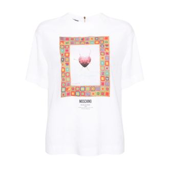 Moschino T-Shirts, female, White, Size: S Crew Neck T-Shirt