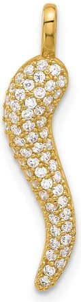Diamond2Deal 14k Yellow Gold Polished Cubic Zirconia Large Italian Horn Pendant