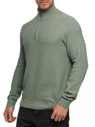 Indicode Troyer INDICODE INBarcerle Half Zip, Herren, Gr. XL, sea spray, Strick, Obermaterial: 100% Baumwolle, unifarben, regular fit normal, ohne Ausschnitt, 