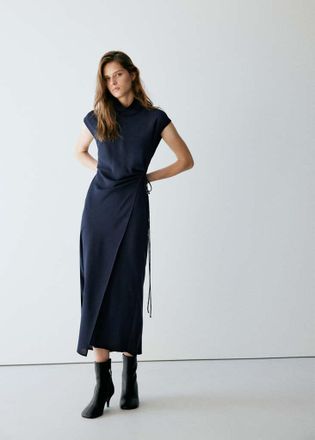 Mango Vestito collo alto incrociato blu marino scuro - Donna - XXL - MANGO