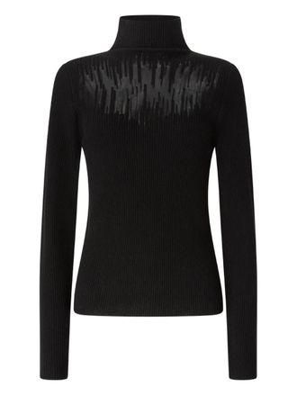 Genny ribbed-knit sheer-panel top - Black
