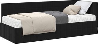 vidaXL Estructura De Cama Esquina Con Colch&oacute;n 2 Uds. Negro 80 X 200 Cm Vidaxl