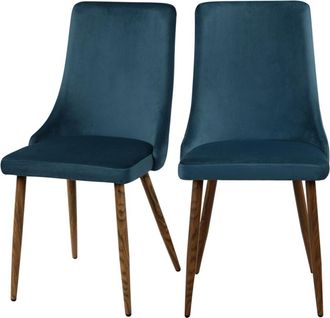 Rendez-Vous Déco Set de 2 sillas de terciopelo azul