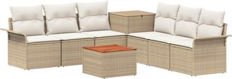 vidaXL Juego De Sof&aacute; 8 Uds. Beige Y Blanco Crema Vidaxl