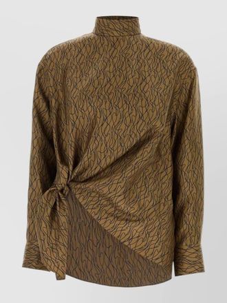 Ferragamo silk blouse abstract pattern high neck