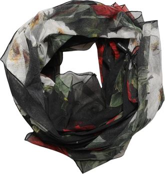 Dolce & Gabbana Bloemenprint Katoenen Sjaal Stola - Dames - Zijden sjaals - Veelkleurig - ONE Size - Katoen - Accessoires