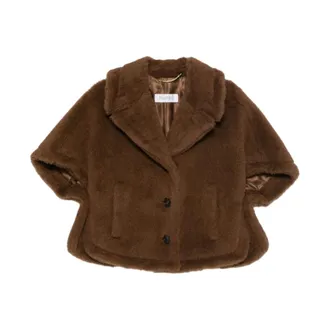 Max Mara Faux Fur & Shearling Jackets, female, Brown, Size: M/L Corvino Cape