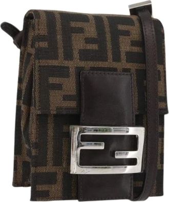 Fendi Pre-owned Cross Body Bags, female, Brown, Size: ONE SIZE Pre-owned Zucca Canvas Shoulder Bag