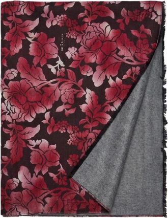 Kiton Rechthoekige zijden sjaal met bloemenprint - Heren - Accessoires - Rood - Maat: ONE Size Zijde