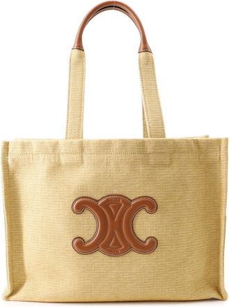 Celine Brown Canvas Leather Handbag Tote Bag (Pre-Owned)