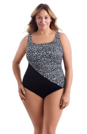 Longitude Side Shirred Tank Long Torso One-Piece Swimsuit in Paper Mache at Nordstrom, Size 24