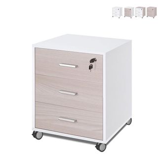 OEM C&oacute;moda De Oficina De Tres Cajones Con Ruedas Olmo Blanco 50x41x H70 Cm
