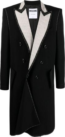 Moschino contrast-lapels double-breasted coat - men - Virgin Wool/Viscose - 50 - Black