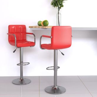 vidaXL Vidaxl - Taburetes De Cocina 2 Unidades Cuero Sint&eacute;tico Rojo