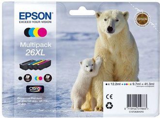 Epson Polar Bear Multipack 26xl 4 Colores (etiqueta Rf)