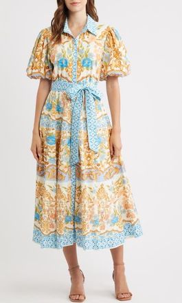 Flying Tomato Print Cotton Midi Dress in Ivory at Nordstrom, Size Medium