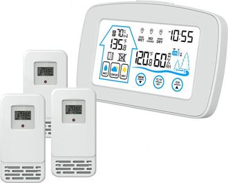 OEM Estaci&oacute;n Meteorol&oacute;gica Multifuncional Con Pantalla T&aacute;ctil Retroiluminada Y Reloj Digital Inal&aacute;mbrico Para Temperatura Y Humedad Interior Y Exterior, C