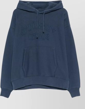 St&uuml;ssy hooded sweater front pocket ribbed cuffs hem