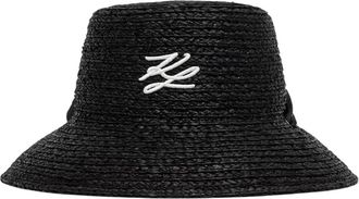 Karl Lagerfeld K/Autograph Strooien Hoed - Dames - Hoeden - Zwart - ONE Size - Accessoires