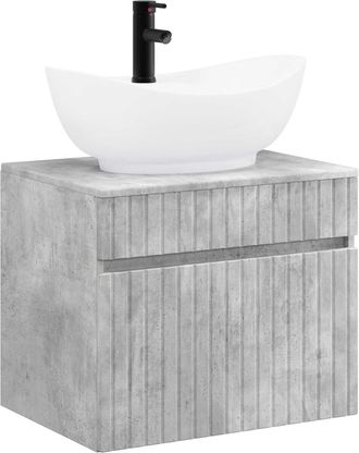 vidaXL Juego De Muebles De Ba&ntilde;o Gris Hormig&oacute;n Madera De Ingenier&iacute;a Vidaxl