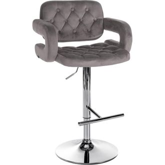 Clp Sgabello da bar in velluto Dublin grigio Metallo in look cromato