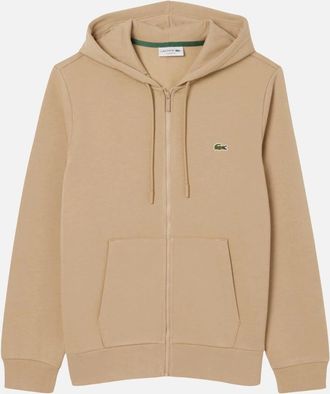 Lacoste Mens Lacoste Mens Fleece Hoodie Zip Up Cotton Hoody - Cream - Size: 38