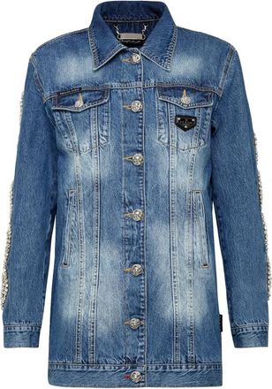 Philipp Plein Denim Jacket Crystal Cable - Dames - Spijkerjassen - Blauw - XS - Denim - Jassen