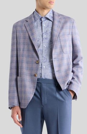 Etro Plaid Silk & Wool Sport Coat in Glicine Viola Chiari at Nordstrom, Size 52 - R