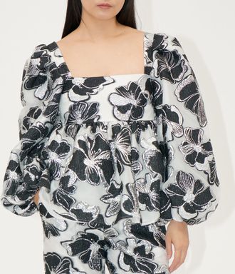 Stine Goya Damesblouse Stine Goya met vierkante hals en lange mouwen in Floral