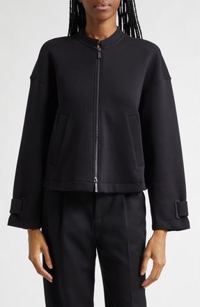 Emporio Armani Jersey Bomber Jacket in Solid Black at Nordstrom, Size 14 Us