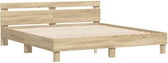 vidaXL Bed Frame with LED Sonoma 193 x 203 cm Engineered Wood vidaXL