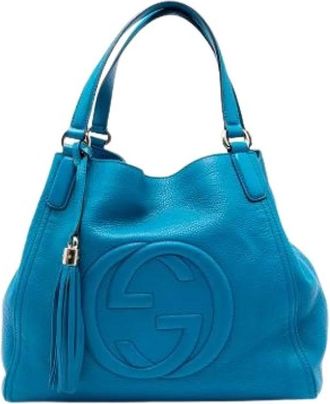 Gucci Pre-owned Handbags, female, Blue, Size: ONE SIZE Pre-owned Vintage Tote